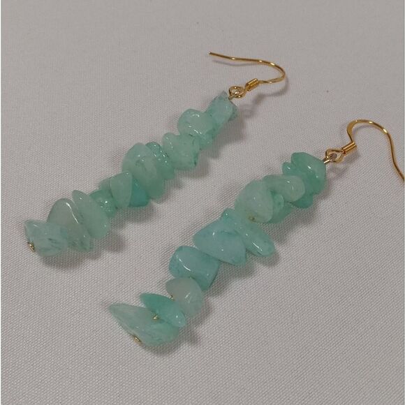 Fluorite stone chip earrings boho bohemian western westerncore bohochic - Picture 4 of 5